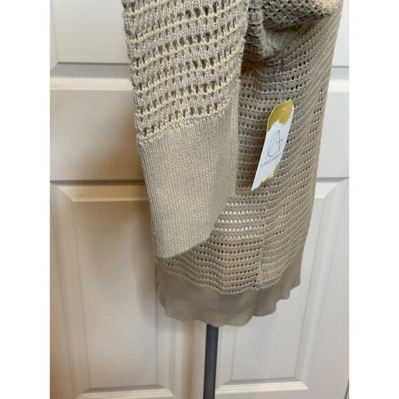 Varley Tan Loose Knit 1/4 Zip Pullover Sweater, Size S - Picture 5 of 10